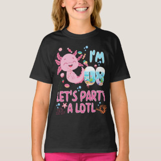 8th I'm 8 Birthday Girl Axolotl Lover Gifts T-Shirt