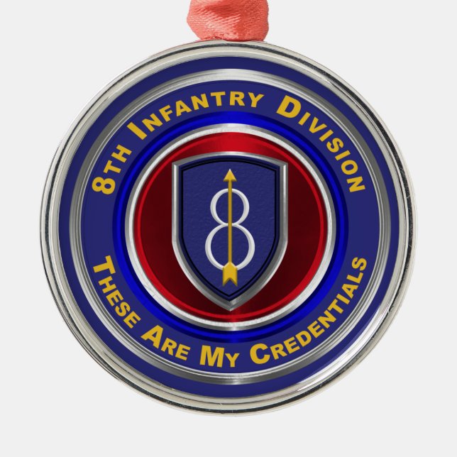 8th Infantry Division Keepsake Christmas Metal Tree Decoration (Front)