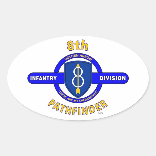 8TH INFANTRY DIVISION "PATHFINDER" OVAL STICKER (Front)