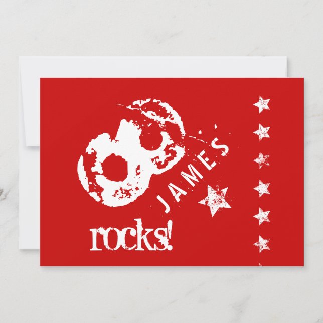 8th KIDS Birthday Grunge Stars RED A04B Invitation (Front)