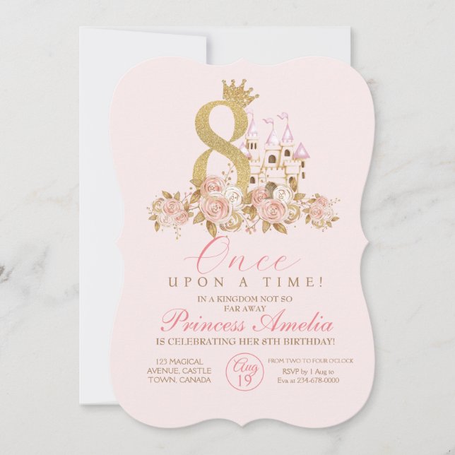 8th Little Princess Birthday  Invitation (Front)