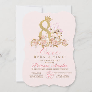8th Little Princess Birthday  Invitation