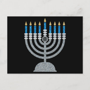 8th Night of Hanukkah Glitter Postcard