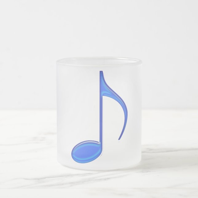 8th Note Blue Large 2010 Frosted Glass Coffee Mug (Center)