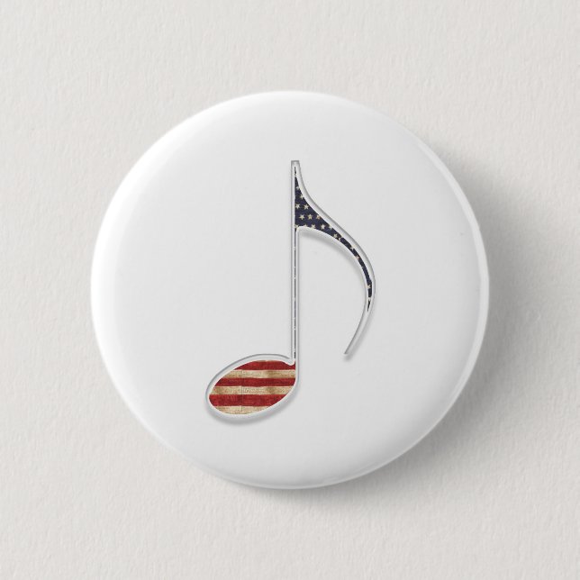 8th Note US Flag 6 Cm Round Badge (Front)