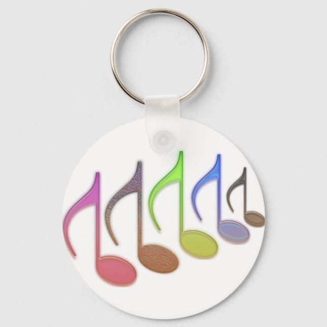 8th Notes Reversed Pastel Colours Key Ring (Front)