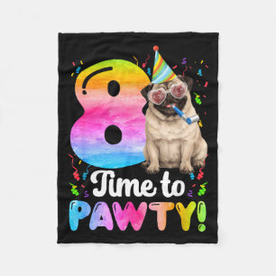 8th pug birthday party eight year old dog birthday fleece blanket