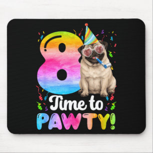 8th pug birthday party eight year old dog birthday mouse mat