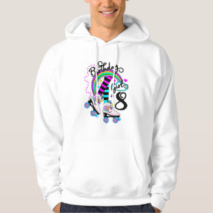 8th Unicorn Roller Skate Birthday Party for Girls Hoodie
