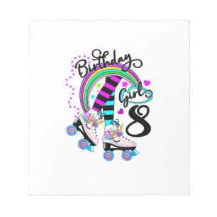 8th Unicorn Roller Skate Birthday Party for Girls Notepad