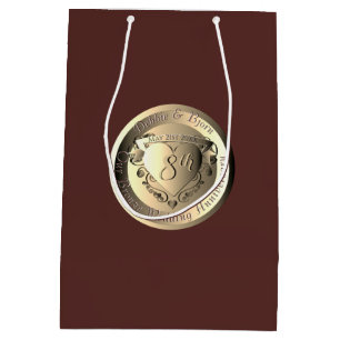 8th Wedding Anniversary Bronze Heart Medallion Medium Gift Bag