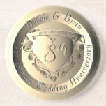 8th Wedding Anniversary Bronze Medallion Image Coaster<br><div class="desc">Every couple deserves a metal for their anniversary and with my heart emblem softening this design giving it a touch of the romantic,  isn't this a handsome anniversary marking  gift!?</div>