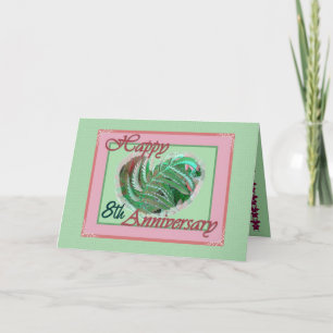 8th Wedding Anniversary Fern Filled Heart Card