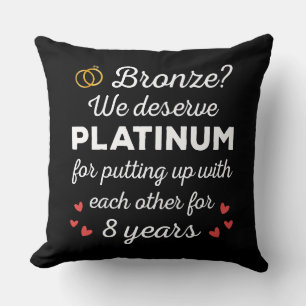 8th Wedding Anniversary I - Bronze Funny Couple Cushion