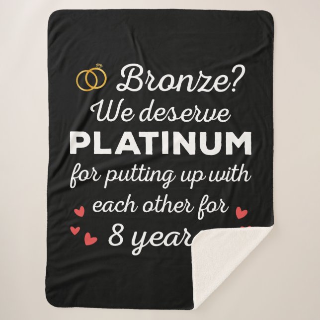8th Wedding Anniversary I - Bronze Funny Couple Sherpa Blanket (Front)
