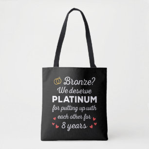 8th Wedding Anniversary I - Bronze Funny Couple Tote Bag