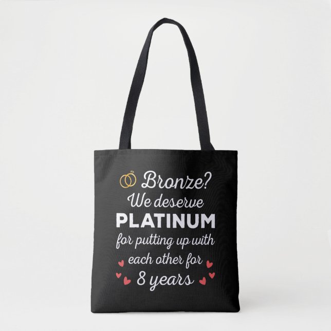 8th Wedding Anniversary I - Bronze Funny Couple Tote Bag (Front)