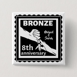 8th wedding anniversary traditional gift bronze 15 cm square badge