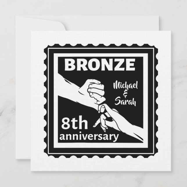 8th wedding anniversary traditional gift bronze invitation (Front)