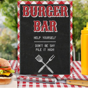 8x10 Backyard BBQ Birthday Burger Bar Table Sign