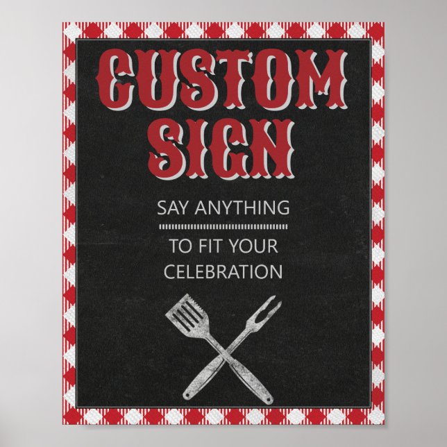 8x10 Backyard BBQ Birthday Custom Table Sign (Front)