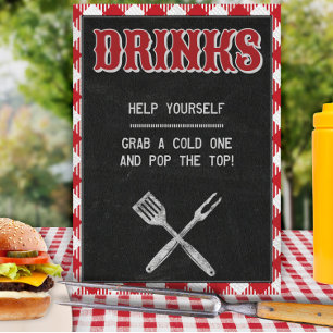 8x10 Backyard BBQ Birthday Drinks Table Sign