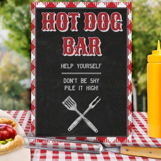 8x10 Backyard BBQ Birthday Hot Dog Bar Table Sign (Creator Uploaded)