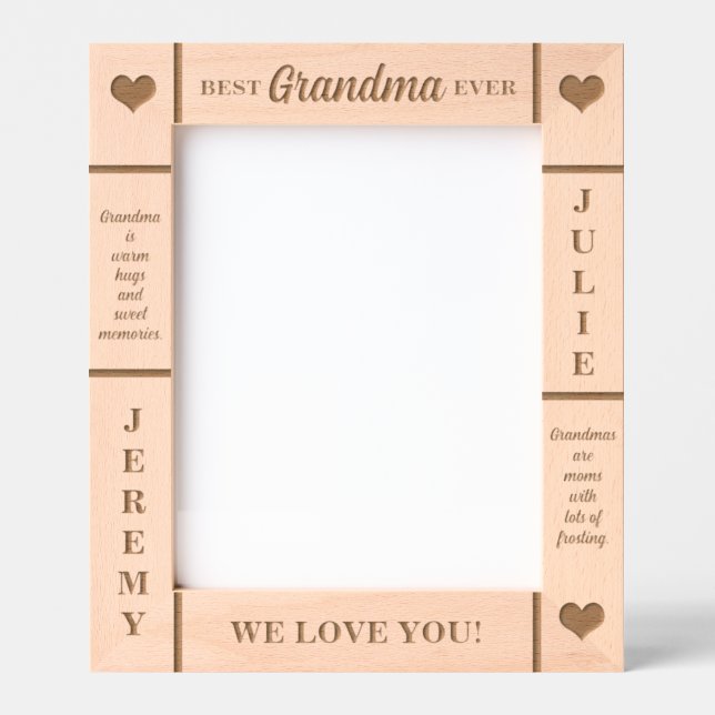 8x10 BEST Grandma Grandkids Names Etched Frame (Front)
