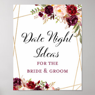 8x10" Burgundy Boho Floral Bridal Shower Sign