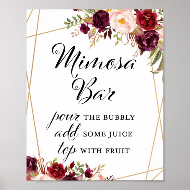 8x10" Burgundy Boho Floral Sign (Front)