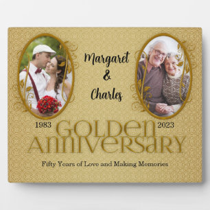 8x10 Golden 50th Wedding Anniversary Photo Plaque