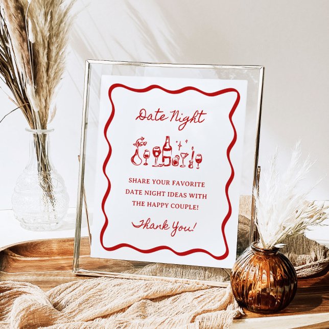 8x10" Handwritten Wavy Border Date Night Ideas Poster (Creator Uploaded)