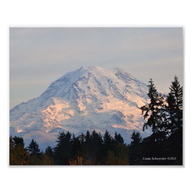 8X10 Mount Rainier from Puyallup, WA Photo Print (Front)