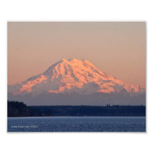 8X10 Mount Rainier Sunset Photo Print