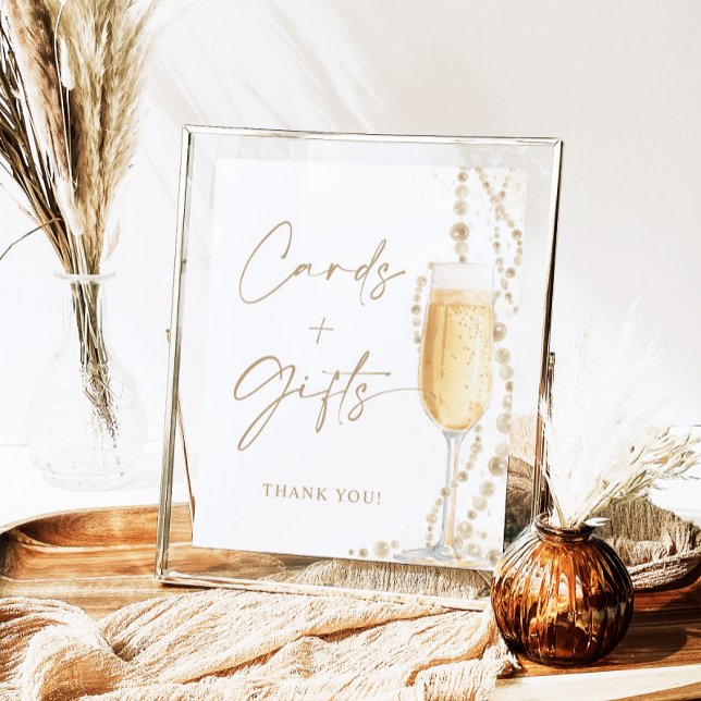 8x10" Pearls And Prosecco Cards and Gifts Sign (Creator Uploaded)