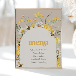 8x10 Printed Wildflower Bee Menu Sign
