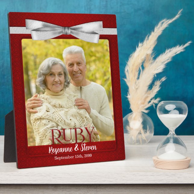 8x10 Ruby 40th Wedding Anniversary Photo Plaque (Side)