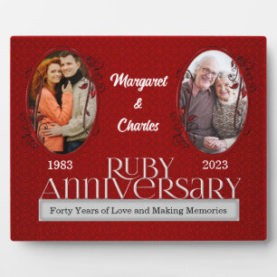 8x10 Ruby 40th Wedding Anniversary Two Photo Plaque