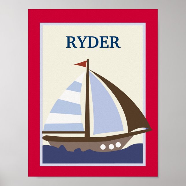 8X10 SAILBOAT Nautical Nursery Art Print (Front)