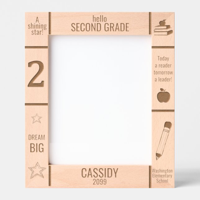 8x10 SECOND GRADE Elementary School Photo Custom Etched Frames (Front)