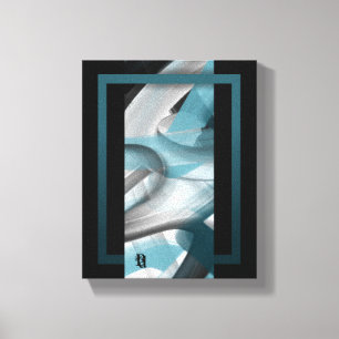 8x10" Trend Abstract Art Canvas Black White Blue Print