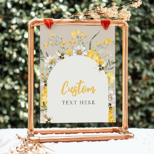 8x10 Yellow Floral Bee Custom Sign