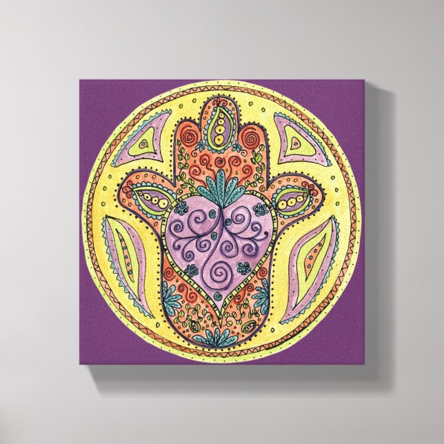 8x8 Hamsa Mandala - Premium Stretched Canvas Print (Front)