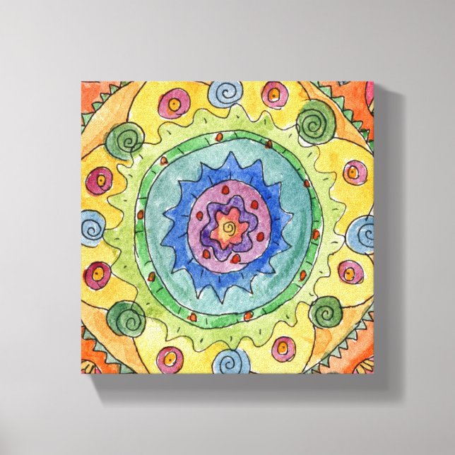 8x8 Rainbow Mandala Premium Stretched Canvas Print (Front)