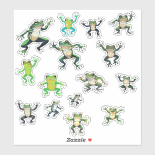8x8 Sheet Of  15 Dancing Frogs Sticker