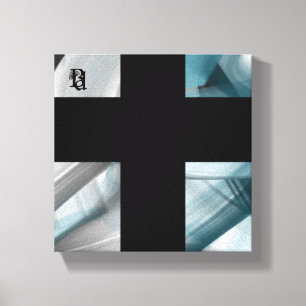 8x8" Trend Abstract Art Canvas Black White Blue  Print