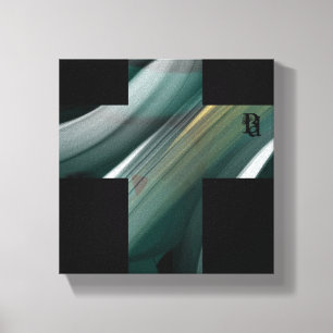 8x8" Trend Abstract Art Canvas Black White Green Print