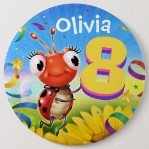 8yrs Custom birthday badge Little Ladybug range