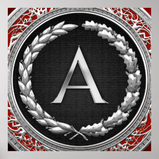 [900] “A” Silver Vintage Monogram Poster