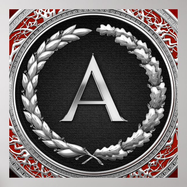 [900] “A” Silver Vintage Monogram Poster (Front)